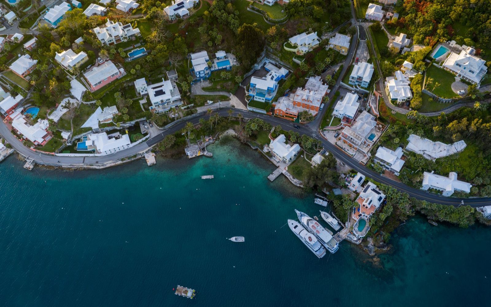 A bird's eye view of the Bermuda waterfront.