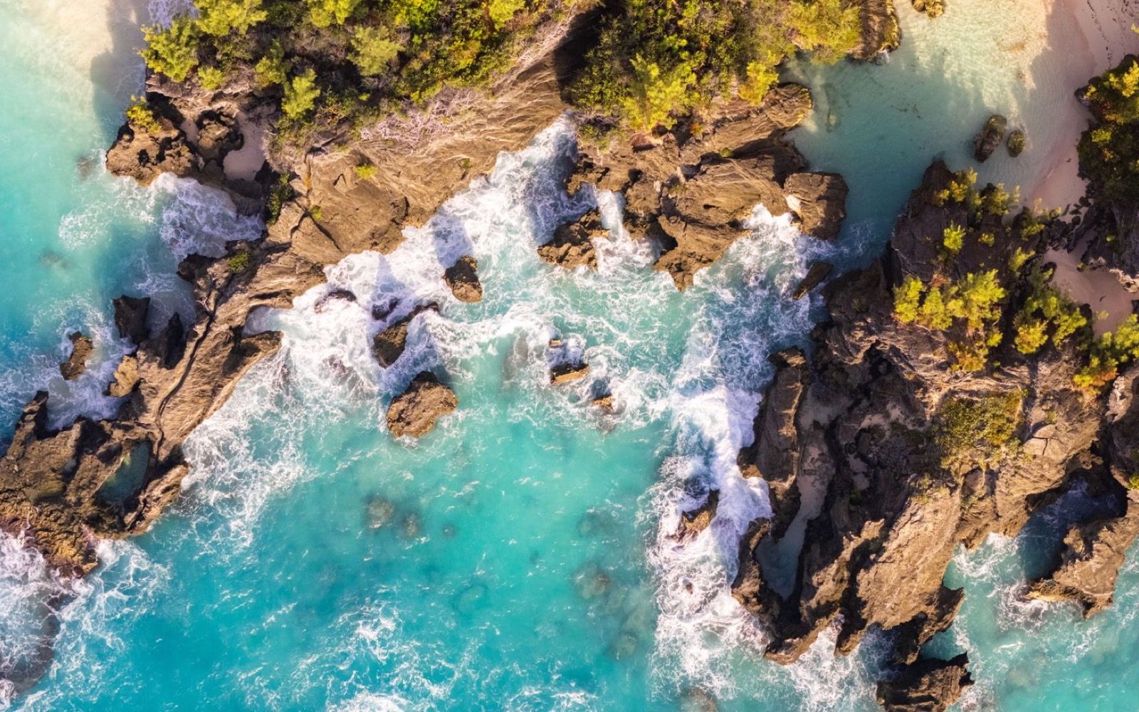Waves breaking on Bermuda's rugged coast.